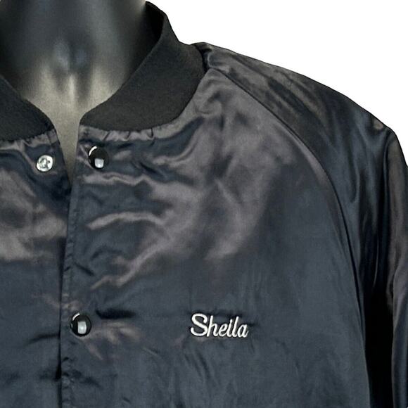 Vintage 90s IBEW Local 383 Satin Jacket Glen Ellyn Illinois Union Black XXL 2XL - Picture 9 of 13